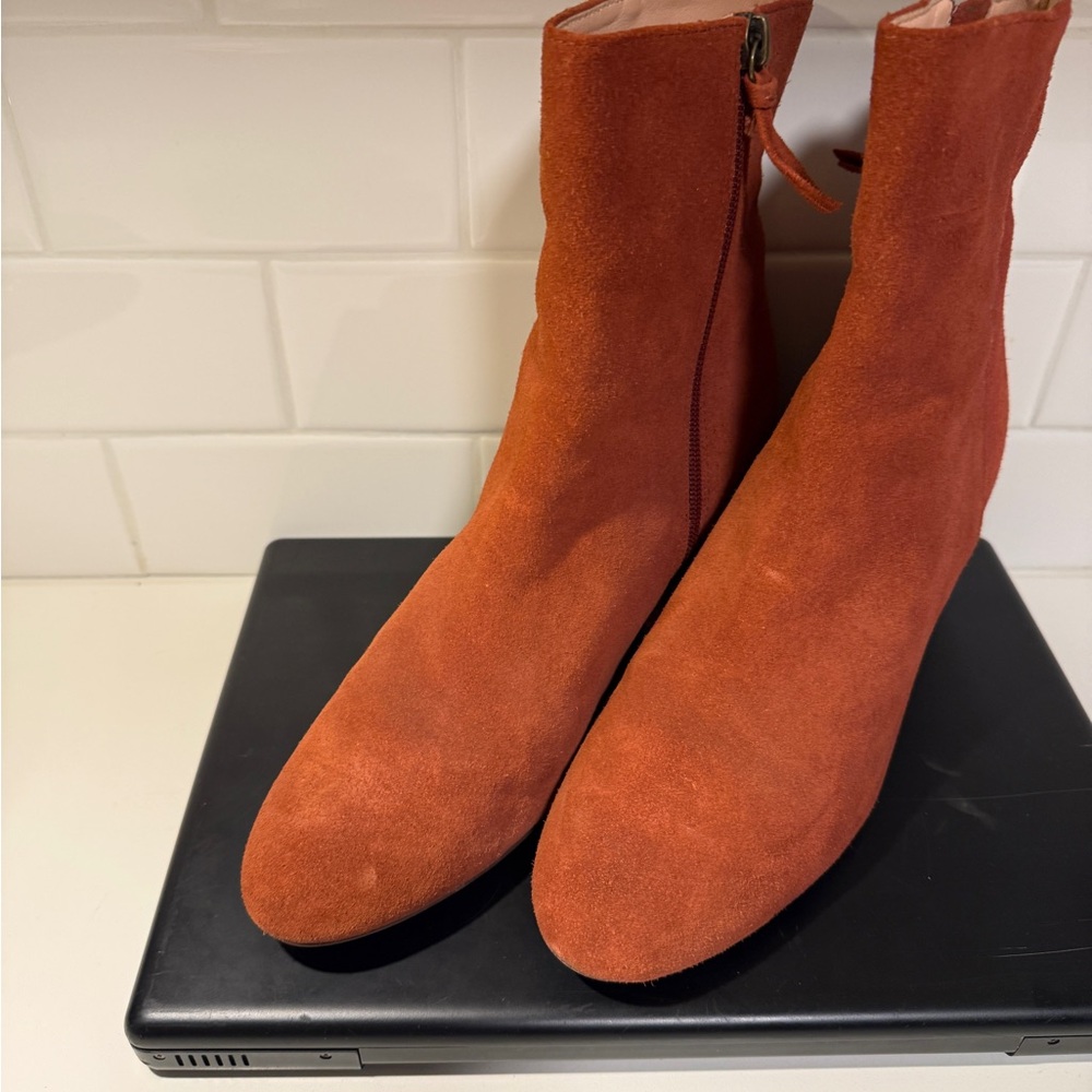 J. Crew Suede Ankle Boots in Burnt Orange